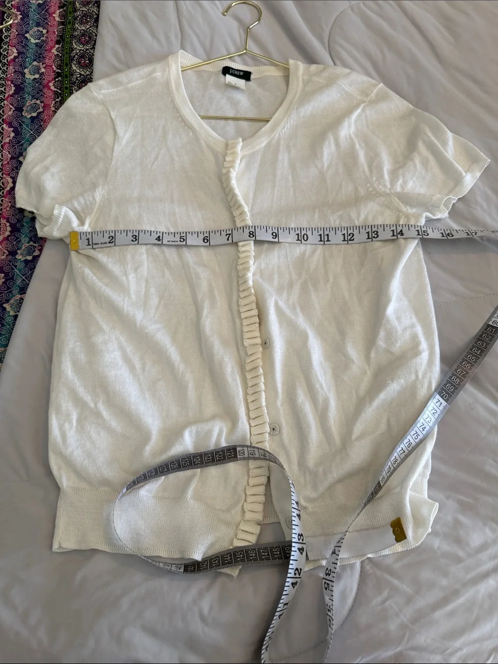 J. Crew White Short-Sleeve Button-Front Cardigan